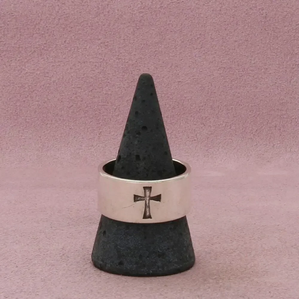 james avery sterling silver mens retired wide cross band ring size 11.5